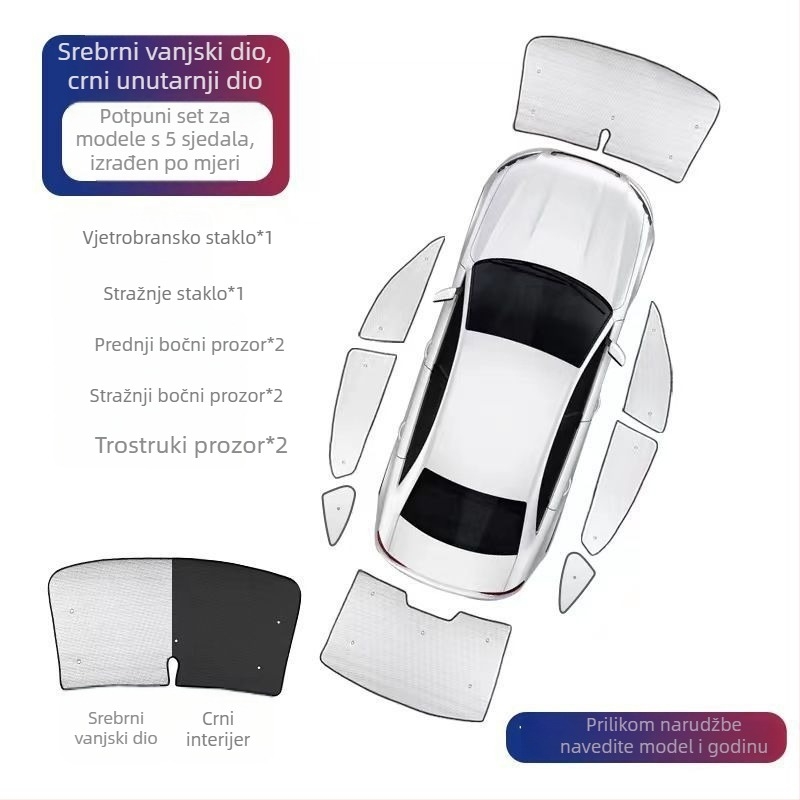 Univerzalni auto sunshade za prednje staklo i unutarnje bočne prozore s toplinskom izolacijom