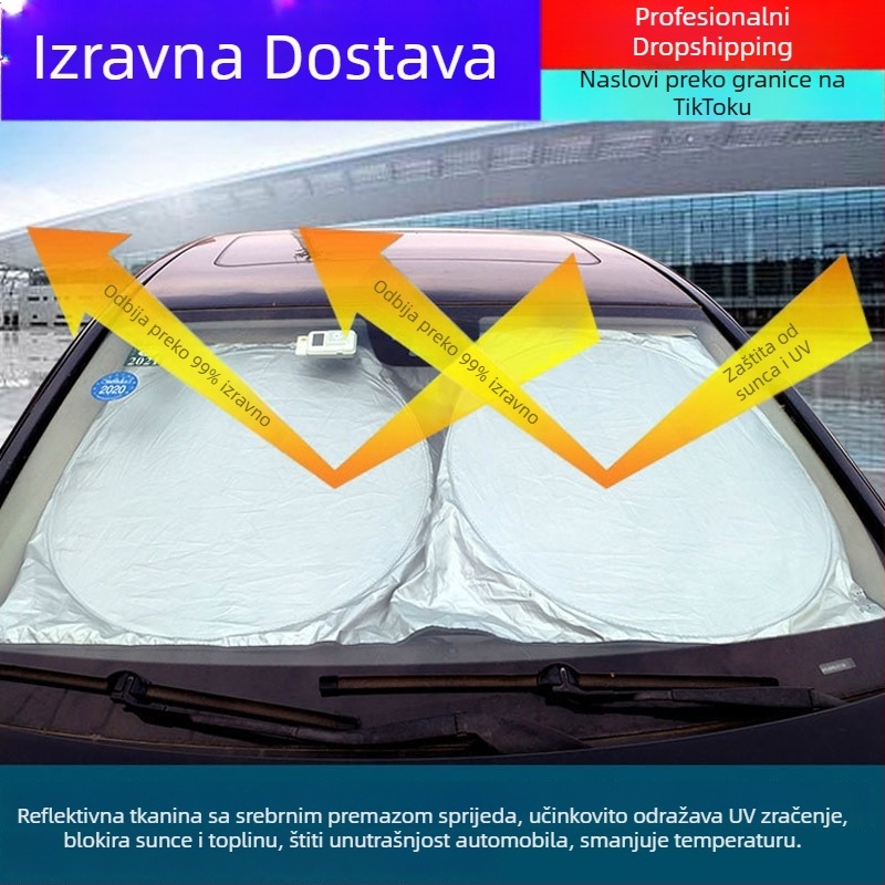Auto vizir s tkaninom s metalnim premazom, teleskopskim montažom, opća kompatibilnost, težina 125 g