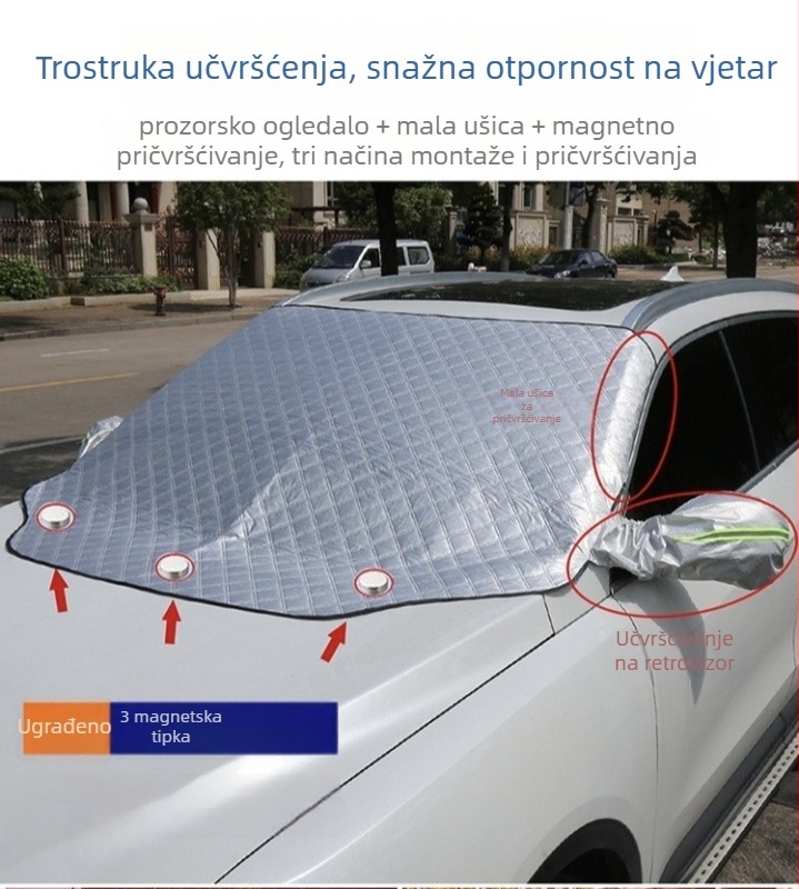 Zimska zaštita prozora automobila s magnetskim pričvršćivanjem, univerzalna prilagodba, kompozitni materijal, prilagođavanje i otisak logotipa