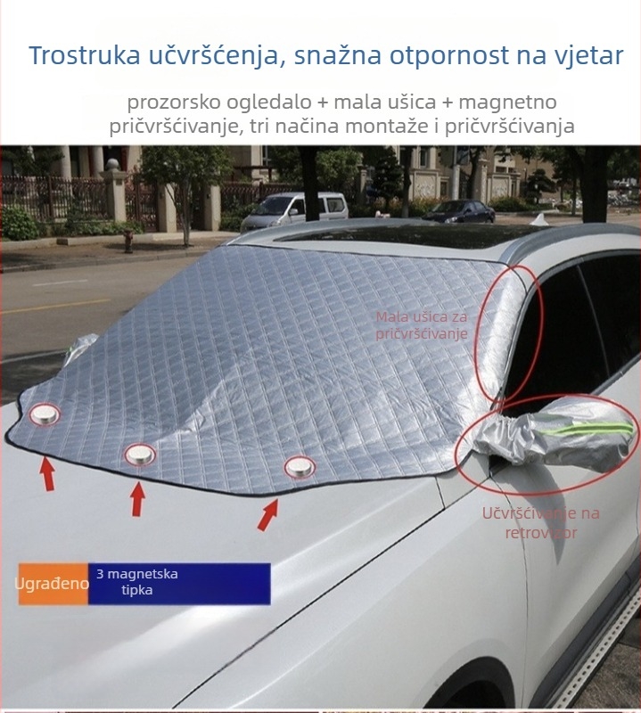 Zimska zaštita prozora automobila s magnetskim pričvršćivanjem, univerzalna prilagodba, kompozitni materijal, prilagođavanje i otisak logotipa
