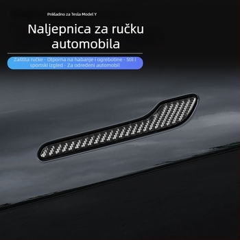 Patch za kvaku vrata Tesla Model 3/Y, zaštita od ogrebotina, karbonska vlakna tekstura, svjetleći završetak, samoljepljiva montaža
