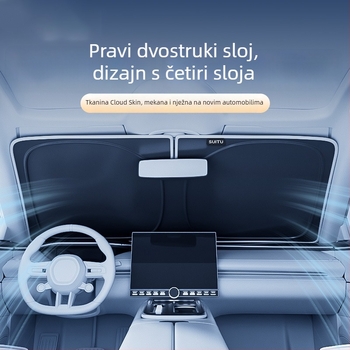 Auto sjenilo za sunce s dvostrukim slojem i toplinskom izolacijom, ugradnja karticom, univerzalni prednji vjetrobran, mogućnost ispisa logotipa