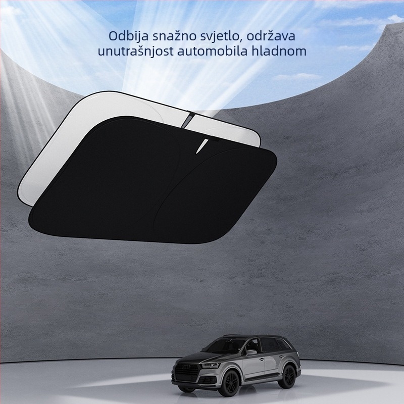 Auto sjenilo za sunce s dvostrukim slojem i toplinskom izolacijom, ugradnja karticom, univerzalni prednji vjetrobran, mogućnost ispisa logotipa