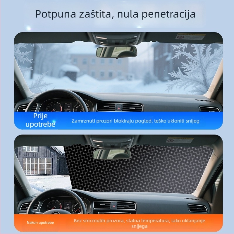 Zimska zaštita za vjetrobran automobila od Oxford platna, ugrađena instalacija, univerzalna kompatibilnost, mrežasti uzorak, 0,4 kg