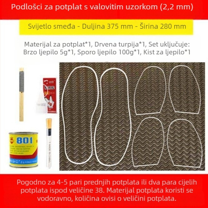 Zamjenska traka za obuću s gumom na potplatu od telećeg tetiva – protuklizna, otporna na habanje i tihi; pogodna za košarkaške tenisice, sportske tenisice, kožne tenisice, sandale i tenisice za badminton – popravak