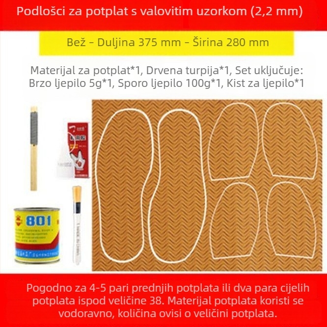 Zamjenska traka za obuću s gumom na potplatu od telećeg tetiva – protuklizna, otporna na habanje i tihi; pogodna za košarkaške tenisice, sportske tenisice, kožne tenisice, sandale i tenisice za badminton – popravak
