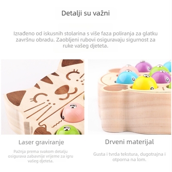 Mačjeg oblika obrazovna magnetska igračka ribolova za bebe i malu djecu (Materijal: drvo; Funkcija: ribolov; Dobna granica: 0-3 godine; Kategorija: ribolovne igračke)