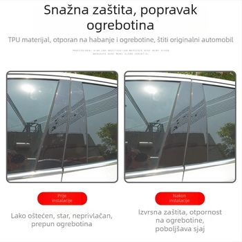 TPU zaštitni film za središnju B-stup i prednja svjetla - prozirni vanjski zaštitni sloj za automobil, universalna kompatibilnost, otporan na visoke i niske temperature