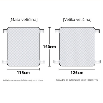 Univerzalna zaštita prednjeg vjetrobranskog stakla automobila od snijega, s aluminijskom folijom, teleskopska instalacija, pogodna za krovni prozor