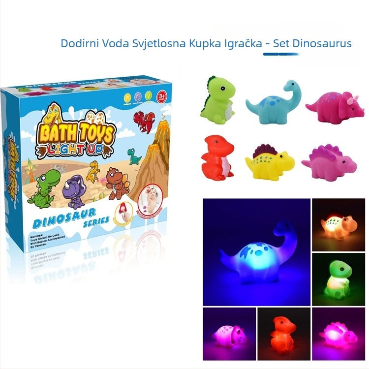 Dinosaurska igračka za kupanje s dodirnim svjetlom, vinilni materijal, za djecu 3–6 godina