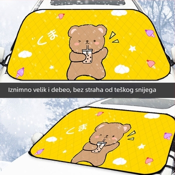 Auto zaštita od snijega za prednje staklo – aluminijska folija, ljepljiva montaža, univerzalna prilagodba, težina 0,3 kg, dizajn crtani djevojčica
