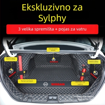 Prostirka za prtljažnik za Nissan Sylphy — potpuno prekrivanje, model 2025, 13. i 14. generacija, TPE + XPE materijal, protuklizni sloj