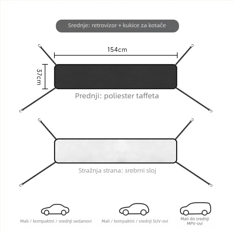 Keep Top Mreža za zaštitu prednjeg stakla automobila od lišća i ptičjeg izmeta, srebrno obloženi poliester tafta, montaža remenima i kukicama, šifra proizvoda A199