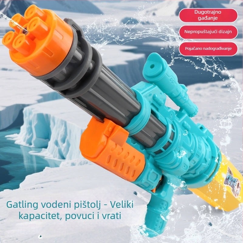 Vodeni pištolj za vodu – Gatling stil, plastičan, za djecu 7–14 godina