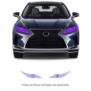 Lexus RX TPU prozirna folija za svjetla s promjenom boje ovisno o svjetlu, bijelo na ljubičastu i bijelo na crnu