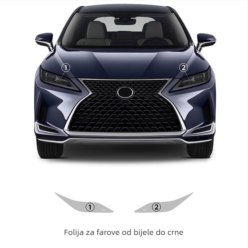 Lexus RX TPU prozirna folija za svjetla s promjenom boje ovisno o svjetlu, bijelo na ljubičastu i bijelo na crnu