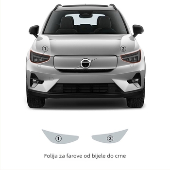 Prozirni TPU zaštitni film za svjetla Volvo XC40 uz kontrolu svjetla i promjenu boje: bijela–ljubičasta i bijela–crna