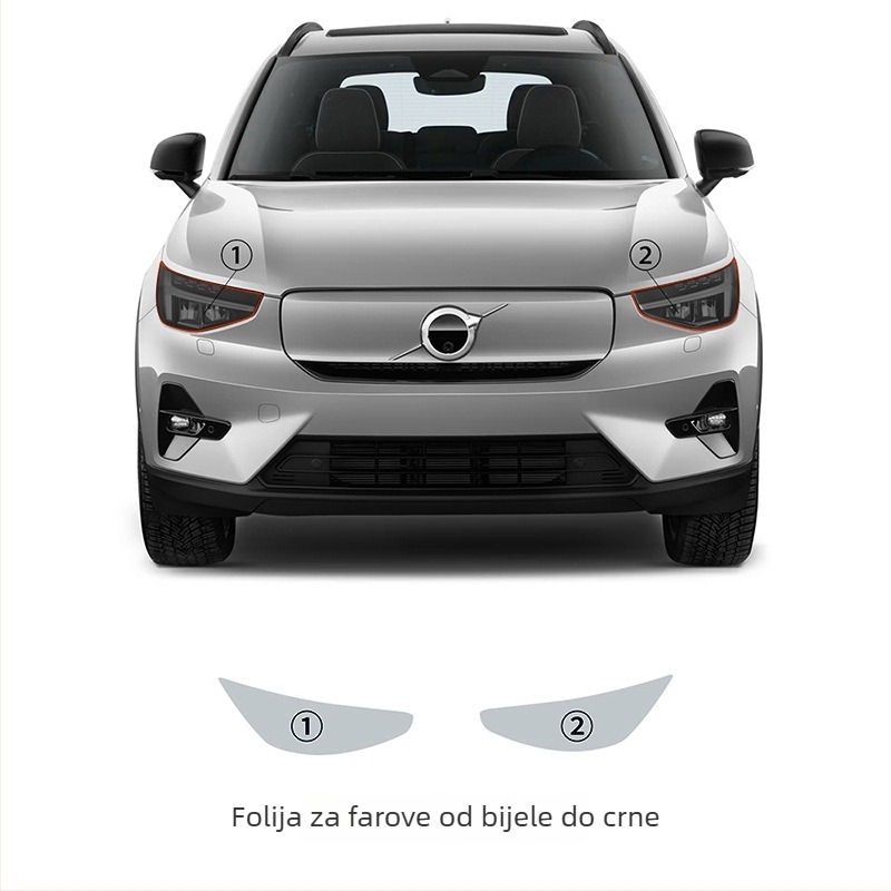 Prozirni TPU zaštitni film za svjetla Volvo XC40 uz kontrolu svjetla i promjenu boje: bijela–ljubičasta i bijela–crna
