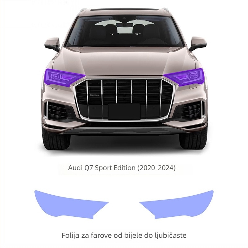 TPU zaštitna folija za Audi Q7 Sport Edition s promjenom boje pod svjetlom, bijelu na ljubičastu i bijelu na crnu