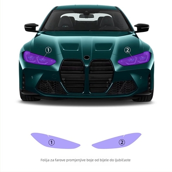 TPU zaštitni film za svjetla s efektom promjene boje pod kontrolom svjetla – komplet za cijeli automobil, debljina 7.5 MIL, ljepilo osjetljivo na pritisak