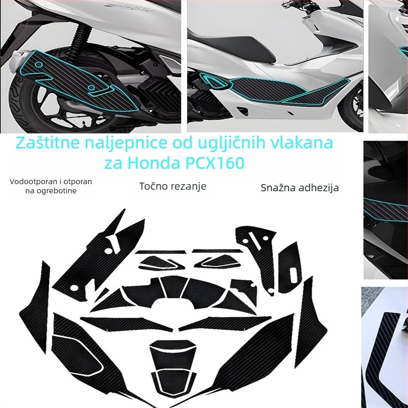 Naljepnica za tijelo motocikla s karbonskim vlaknom za Honda PCX160, otporna na klizanje i ogrebotine, s ljepilom za ugradnju