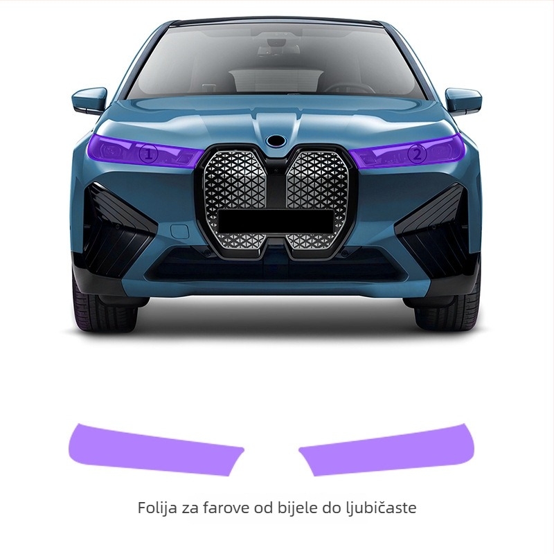 TPU proziran zaštitni film za svjetla za BMW IX i20 s promjenom boje pod svjetlom (bijela–ljubičasta, bijela–crna)