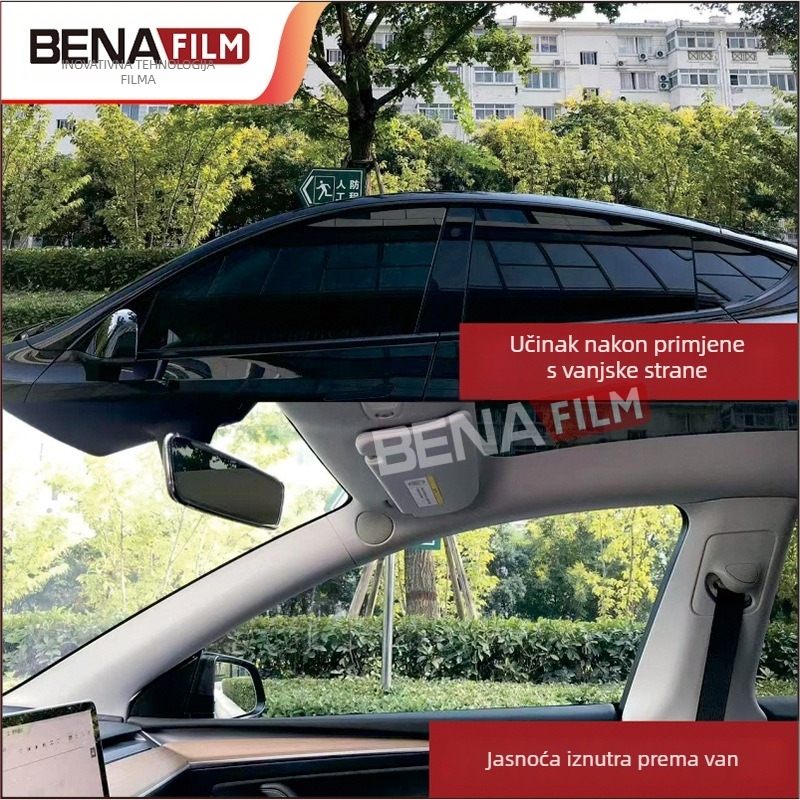 Komplet folija za prozore automobila – cjeloviti set vozila, UV zaštita 99%, toplinska izolacija 60-80%, prolaz svjetla 70-20%, debljina 3 mil