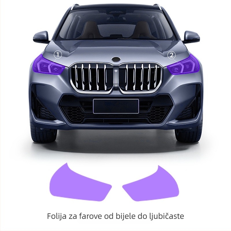 TPU zaštitno filmsko pokrivalo za farove s promjenom boje za BMW X1 (U11): od bijele do ljubičaste i od bijele do crne