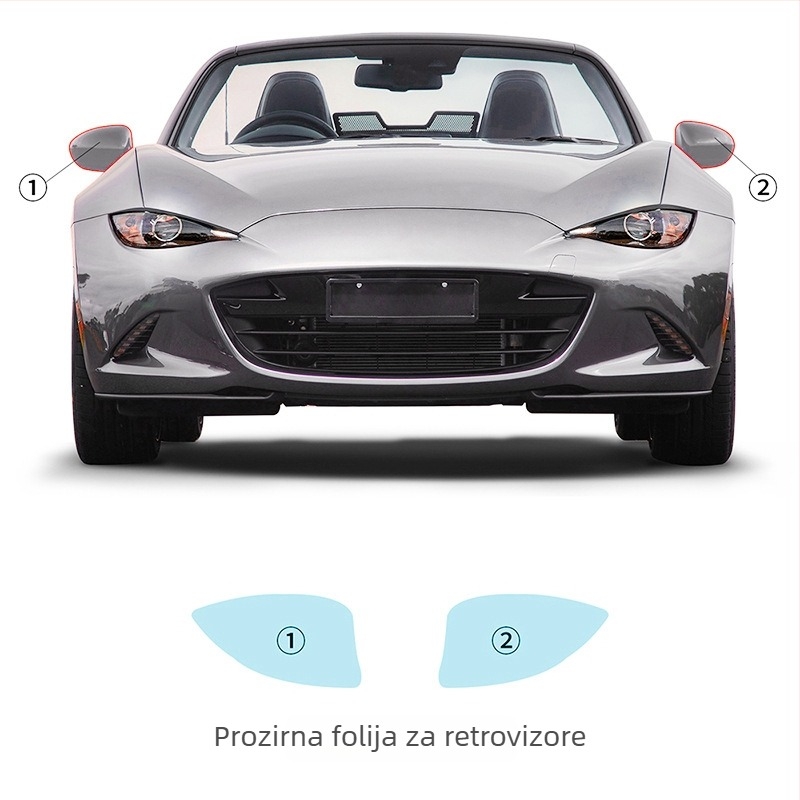 Mazda MX-5 TPU zaštitni film za svjetla i retrovizore – anti-ogrebotine, proziran, debljina 7.5 mil