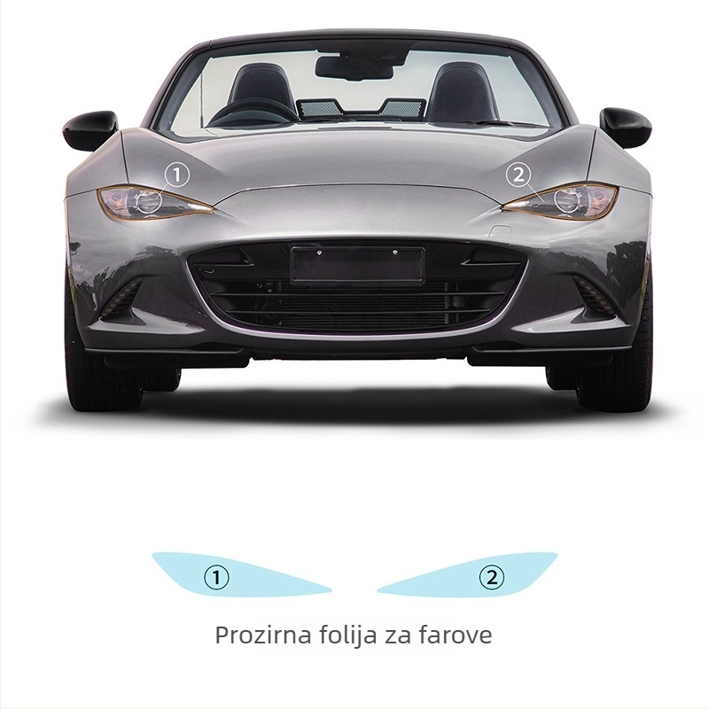 Mazda MX-5 TPU zaštitni film za svjetla i retrovizore – anti-ogrebotine, proziran, debljina 7.5 mil