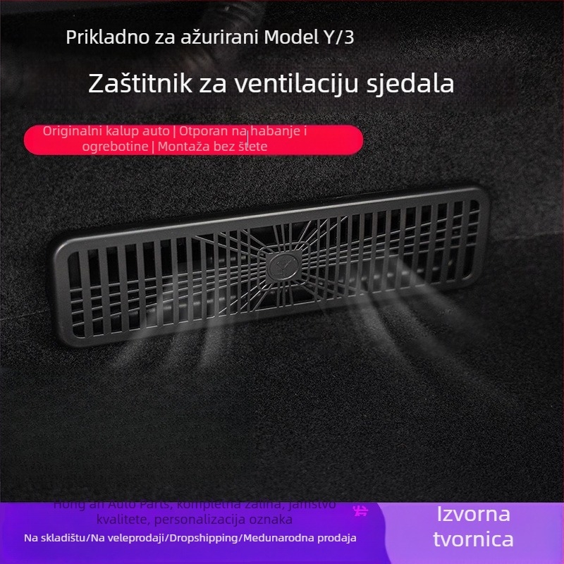 Maska izlaza zraka za Tesla Model Y (ažurirana verzija) — plastika, ljepljiva montaža, za unutarnji panel vrata