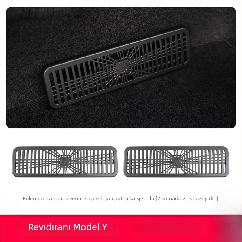 Maska izlaza zraka za Tesla Model Y (ažurirana verzija) — plastika, ljepljiva montaža, za unutarnji panel vrata