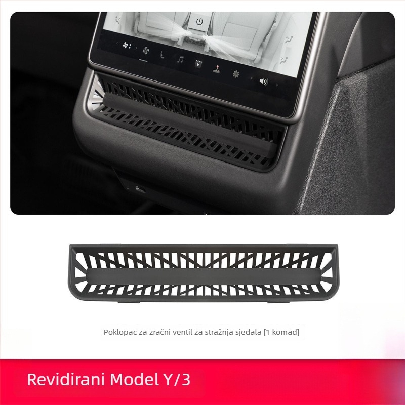 Maska izlaza zraka za Tesla Model Y (ažurirana verzija) — plastika, ljepljiva montaža, za unutarnji panel vrata