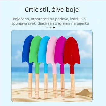 Dječja lopata od željeza s drvenom drškom – alat za vrtlarstvo za cvijeće i plažu, uključuje šiljenu i ravnu lopatu, za uzrast 7–14 godina