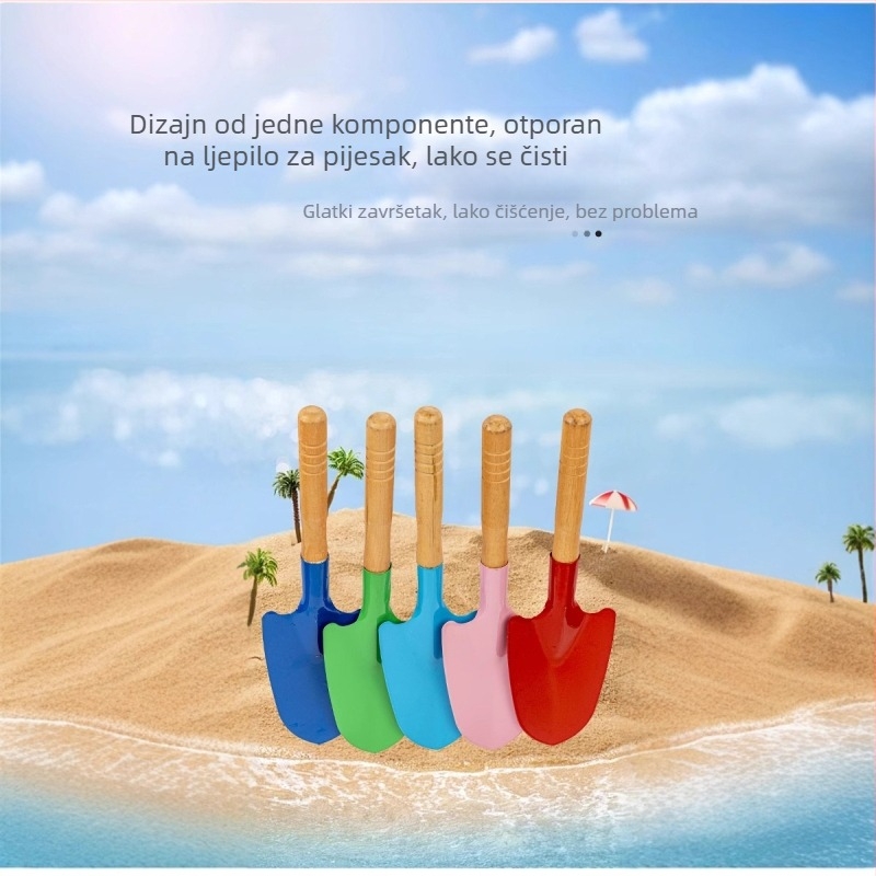 Dječja lopata od željeza s drvenom drškom – alat za vrtlarstvo za cvijeće i plažu, uključuje šiljenu i ravnu lopatu, za uzrast 7–14 godina