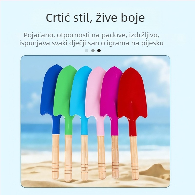 Dječja lopata od željeza s drvenom drškom – alat za vrtlarstvo za cvijeće i plažu, uključuje šiljenu i ravnu lopatu, za uzrast 7–14 godina