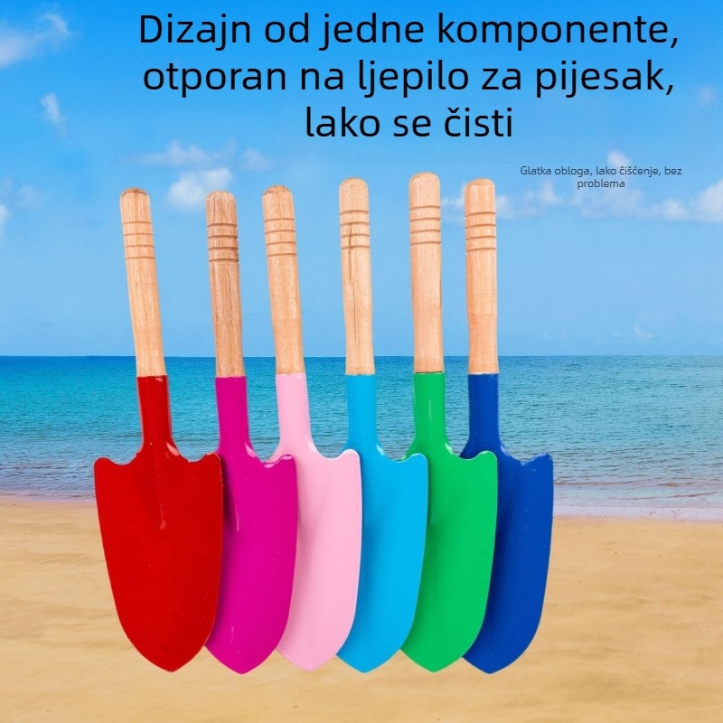 Dječja lopata od željeza s drvenom drškom – alat za vrtlarstvo za cvijeće i plažu, uključuje šiljenu i ravnu lopatu, za uzrast 7–14 godina