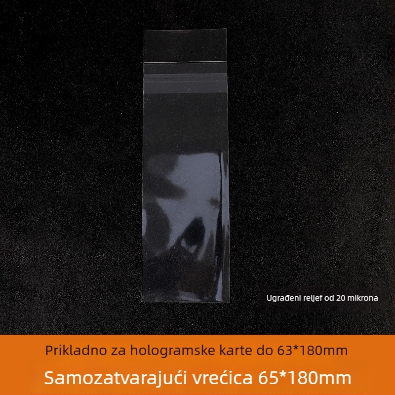 Samozatvarna torbica za karte i ulaznice, OPP/CPP film, visoka prozirnost, debeli film, duljina zatvaranja 5-20 cm