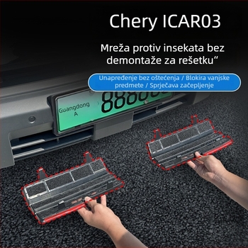 Dekorativni trak prednje rešetke za Chery ICAR03 s mrežom protiv insekata | Materijal: ABS | Kompatibilnost: Chery ICAR03