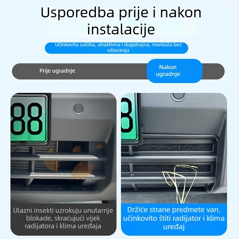 Dekorativni trak prednje rešetke za Chery ICAR03 s mrežom protiv insekata | Materijal: ABS | Kompatibilnost: Chery ICAR03