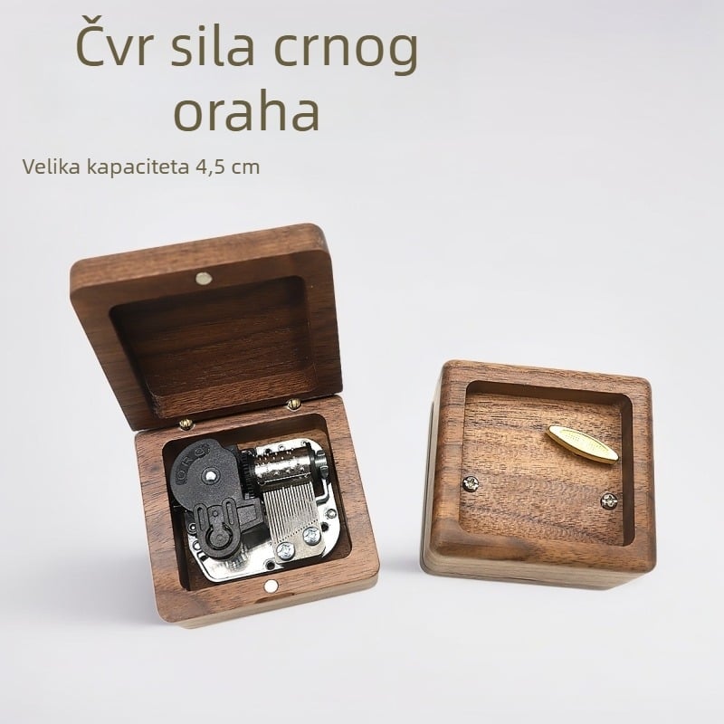 Drvena muzička kutija-ukras od crnog oraha, skulpturalni dizajn, mogućnost prilagodbe i tiskanja logotipa, jednostavan modern stil