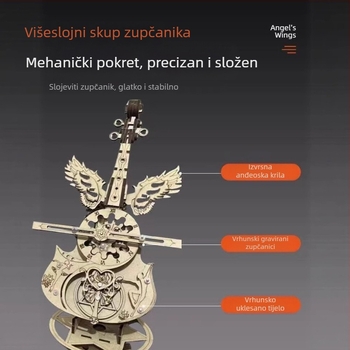 Drvena DIY glazbena kutija za violončelo – moderni minimalistički dizajn, poklon za rođendan ili maturu