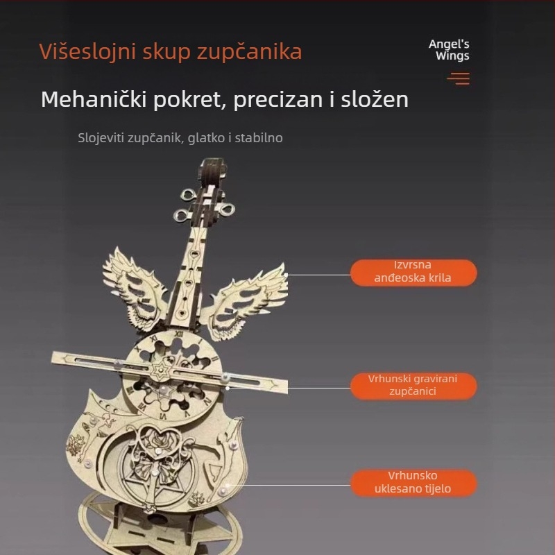 Drvena DIY glazbena kutija za violončelo – moderni minimalistički dizajn, poklon za rođendan ili maturu