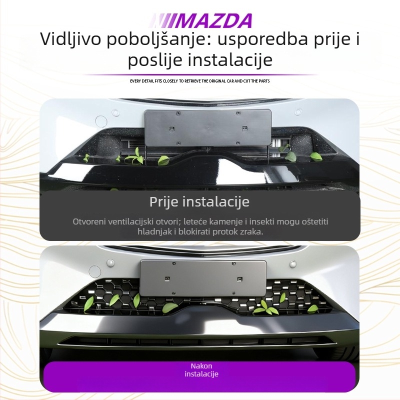 Prednja mreža protiv insekata za Mazda EZ60 — gumena + ugljično čelična konstrukcija, uklonjivi klips, marka Gangnuo