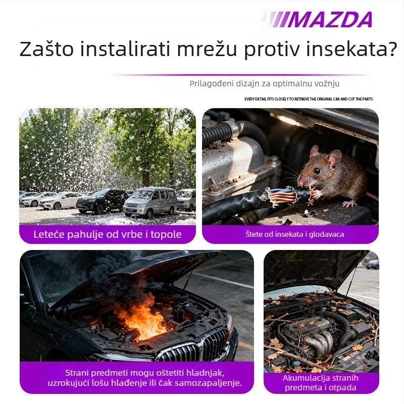 Prednja mreža protiv insekata za Mazda EZ60 — gumena + ugljično čelična konstrukcija, uklonjivi klips, marka Gangnuo