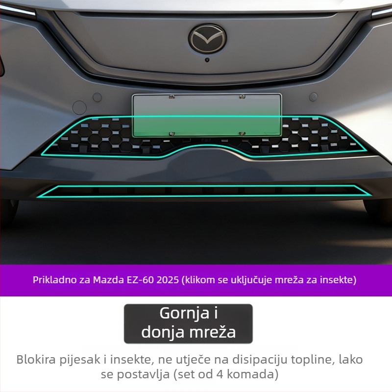 Prednja mreža protiv insekata za Mazda EZ60 — gumena + ugljično čelična konstrukcija, uklonjivi klips, marka Gangnuo