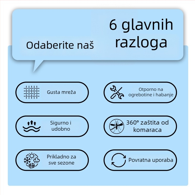 Kai Xiu Glava mreža protiv komaraca za spavanje i vožnju biciklom — prozračna mreža, bez ugradnje, univerzalna primjena
