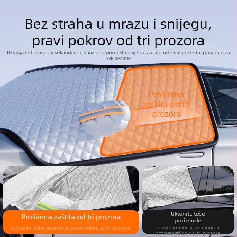 Snježni štitnik za automobil prednje staklo, univerzalni model, aluminijska folija, debeli dizajn, monokromatski uzorak