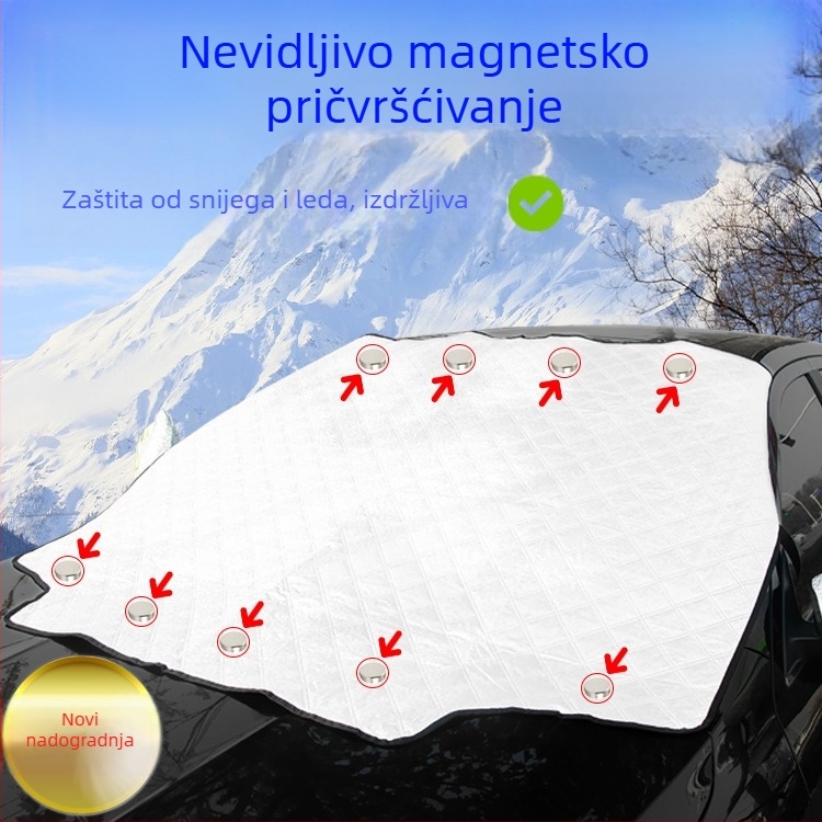 Pokrov snijega za prednje staklo automobila, debeli netkani materijal, univerzalna prilagodba, montaža karticom, 400 g