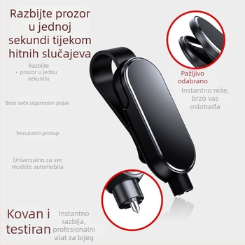 Automobilski sigurnosni čekić s provalom prozora i rezačem – višefunkcionalni alat za bijeg, ABS/metal, 60 g